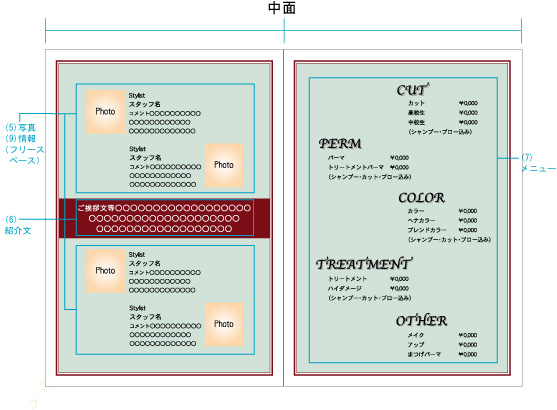 美容院用原稿の作り方中面